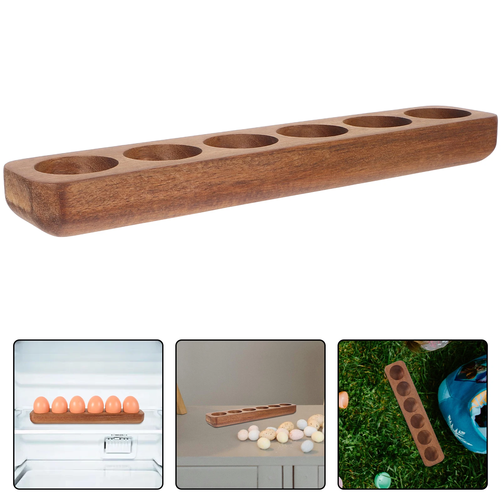 

Natural Wood Holder For Fridge Space-Saving Wooden Tray Delicate Kitchen Egg Storage Plate Smooth Surface Complements Home Decor