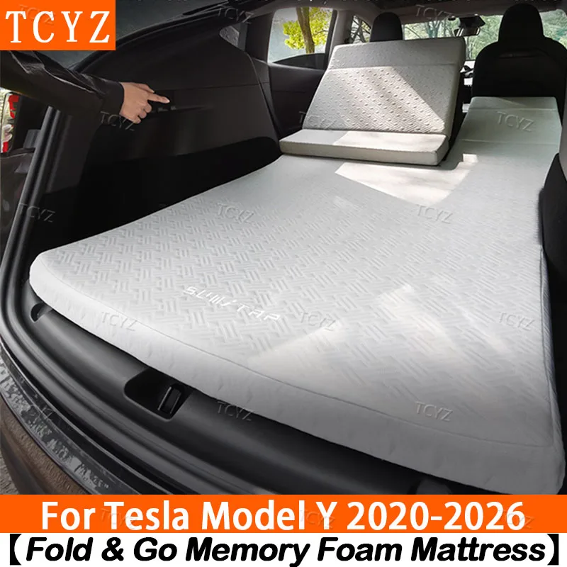For Tesla Model Y2020-2026Juniper Camping Mattress Foldable Portable Memory Foam Travel Sleeping Bed Car Outdoor Travel Mattres
