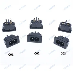 10Pcs Black Male Plug IEC320 C8 Power Socket Connector AC 250V 2.5A 2Pin