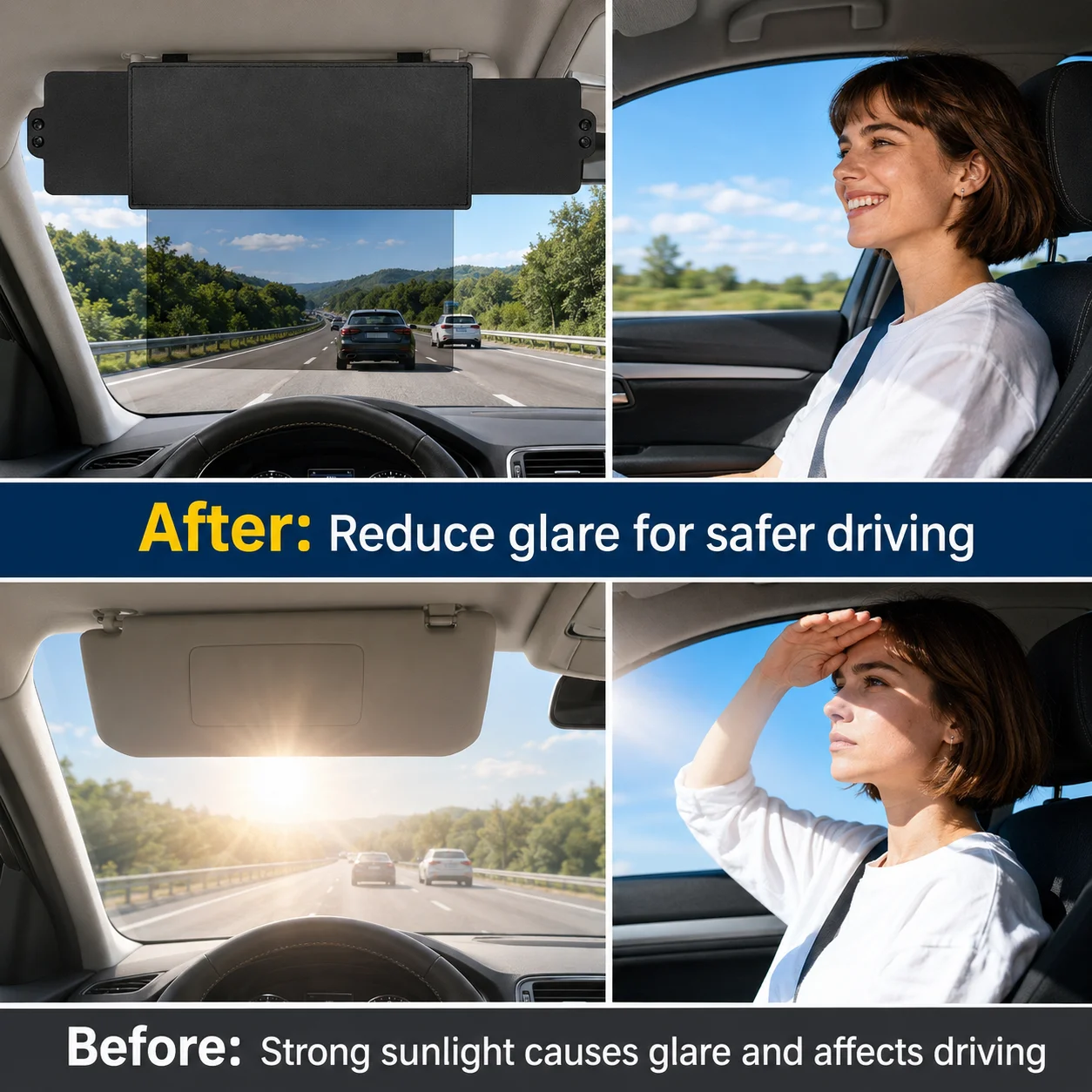Universeller Auto-Sonnenblenden-Verlängerer mit Polarisierter Anti-Blendschutz-PC-Linse für Sichereres Fahren in PKW, SUV und LKW – Detail 6
