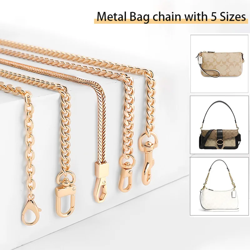 

Golden Bag Chain Accessories Metal Extension Chains Underarm Crossbody Shoulder Belt Replacement Bags Strap For Women's Bag