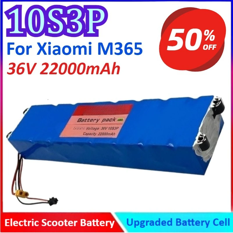 

10S3P 36V 22000mAh Electric Scooter Battery For Xiaomi M365 Rechargeable Battery with XT60+SM Plug and US/UK/EU Charger