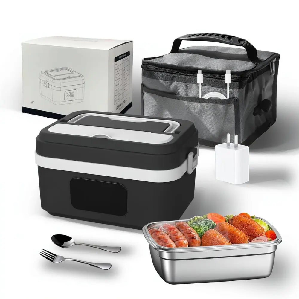 Electric Heating Bento Lunch Box Wireless Food Warmer Stainless Steel Portable Container For Work Travel School