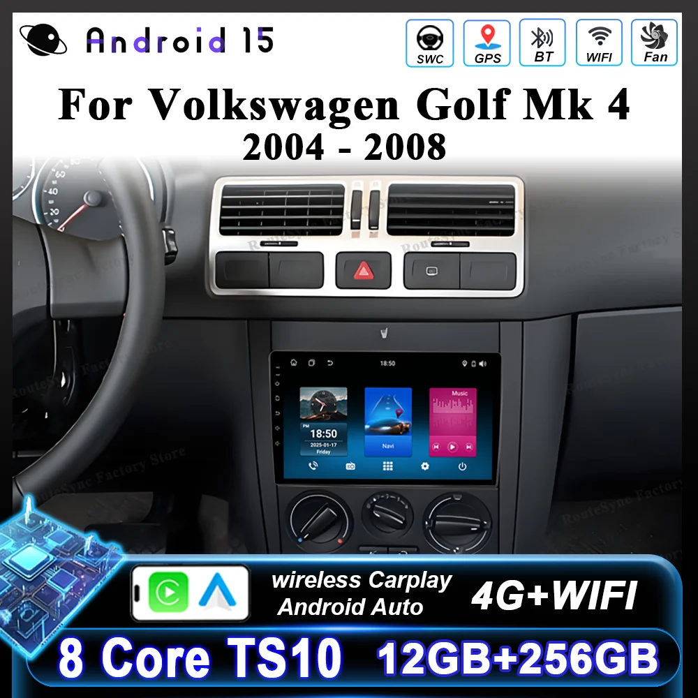 Carplay Android For Volkswagen Golf Mk 4 2004-2008 Car Radio Stereo Multimedia Video Player GPS QLED Screen Stereo 2din DVD DSP