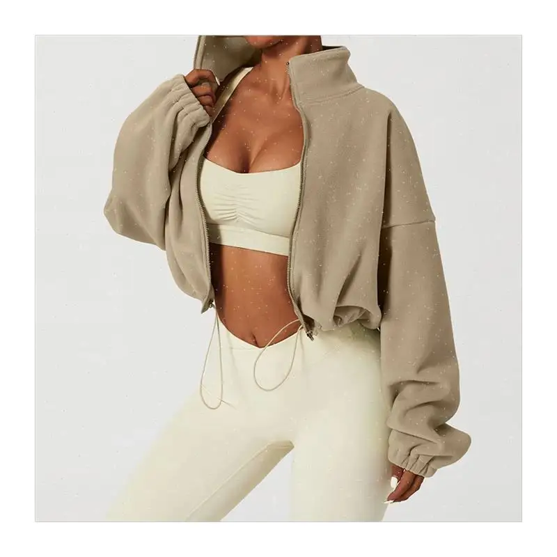 Jesień 2023 Damskie Nowe Krótkie Kurtki z Zamkiem Błyskawicznym Modne Bluzy Damskie/Sztruksowe Bluzy Inne Materiały 00%