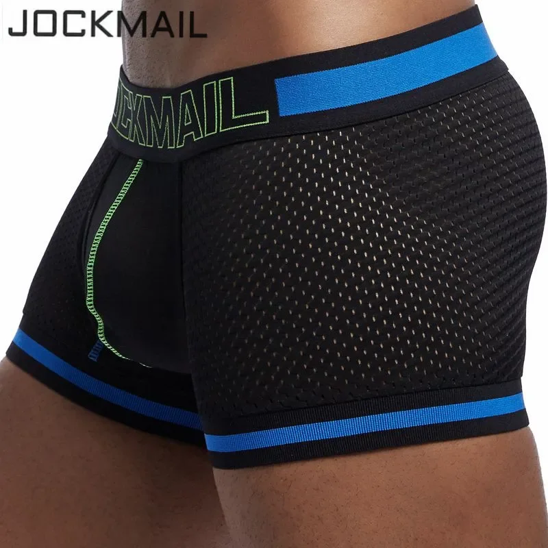 JOCKMAIL Brand Men Underwear Boxers New Mesh Boxer shorts Men Pants Trunks Underpants Cueca Bottom Cotton Male Panties Hot