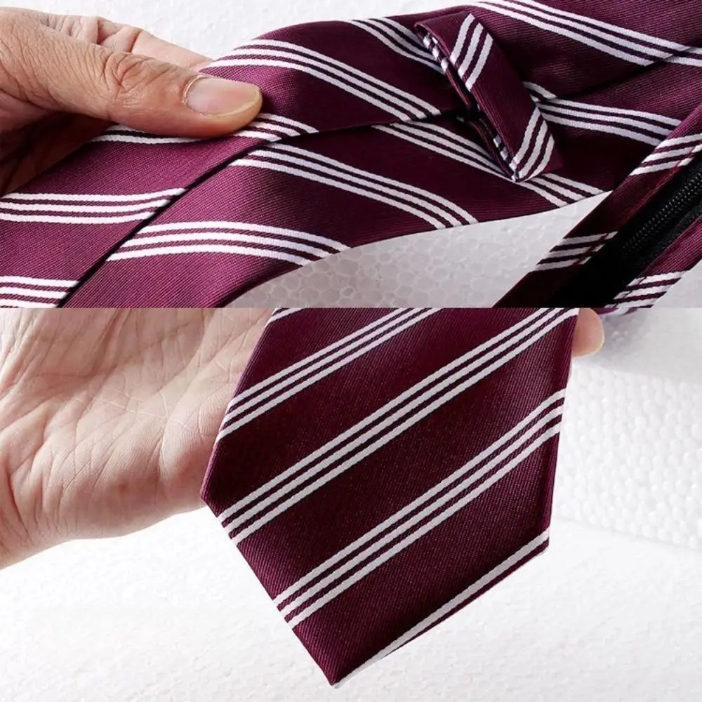 Necktie Polka Dot Lazy Men Necktie Solid Color Striped Adjustable Cravat Adjustable Slim Fit Zipper Necktie Wholesale