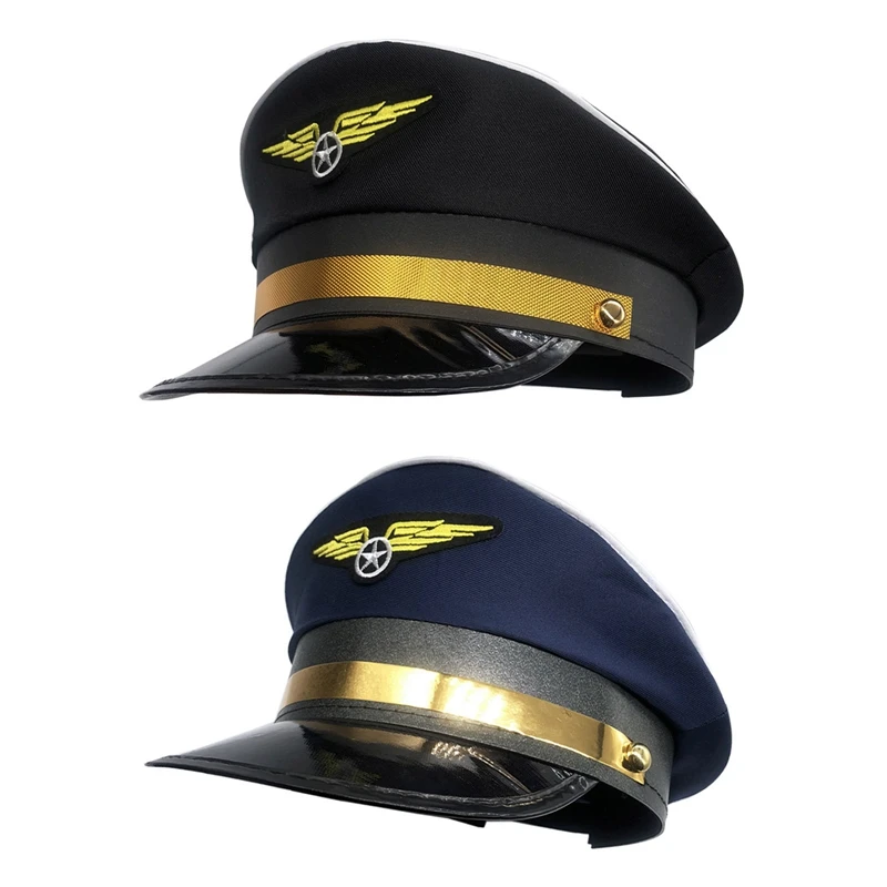 Men Role Play Sailors Caps Airplane Uniform Cap Flight Plane Captain Hats Cosplay Costume Dress Up Party Marine Admiral Visors