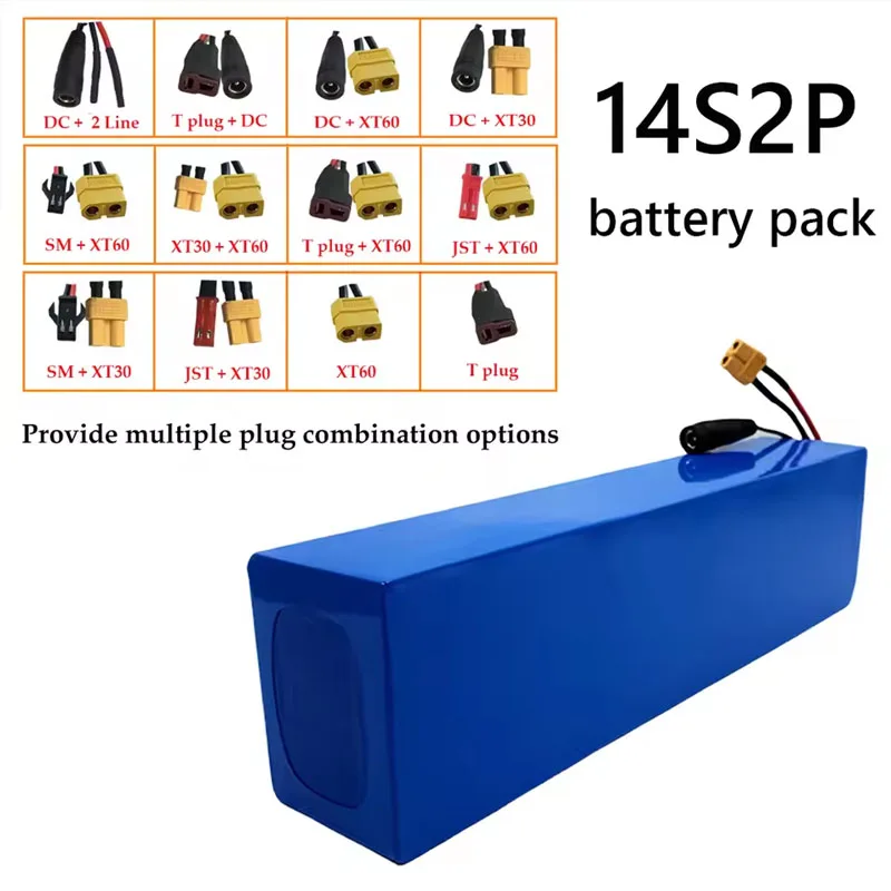 New 14S2P 52V 10000mAH Lithium Ion Battery Pack 1500W High Power for Bicycle Scooter Motorcycle Built in BMS
