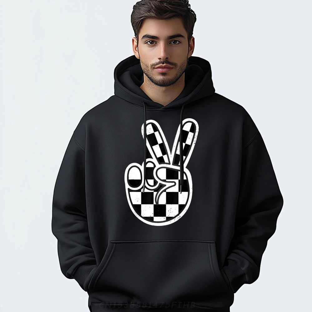 

Checkered Peace Sign 60s 70s Female Long Sleeve Hoodies Printed Autumn Hoodies Letter Hoodies Discount Crewneck