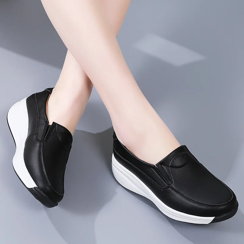 Autumnew arrival sneakers for women k-style thick sole rocking shoes for women plus size wedge heel casualladieswear shoes