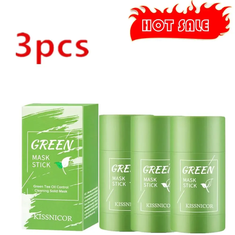 

3X Face Clean Mask Green Tea Cleansing Stick Mask Smear Acne Shrink Blackhead Moisturizing Deep Cleansing Mask Film 40g Pores