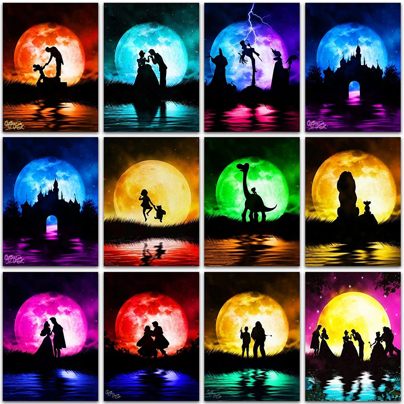 

Dark Disney villains Diamond Painting kits Frozen Princess Castle Home Decor Full Square&Round mosaic embroidery Cross stitch