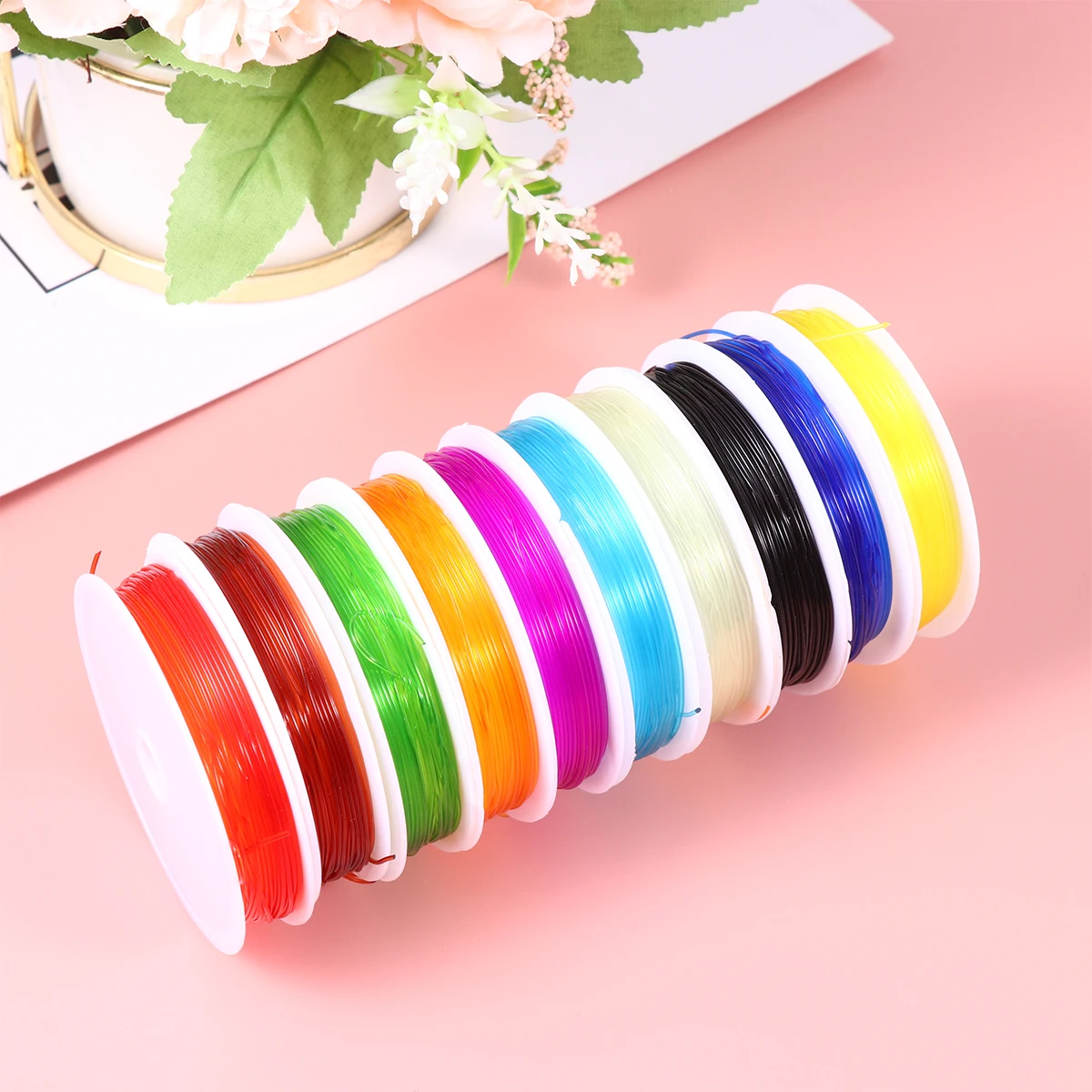 

10 Rolls Elastic Beading Wire Colored Crystal Fishing Thread Durable Soft Strong DIY Beads String Bracelet Necklace Craft