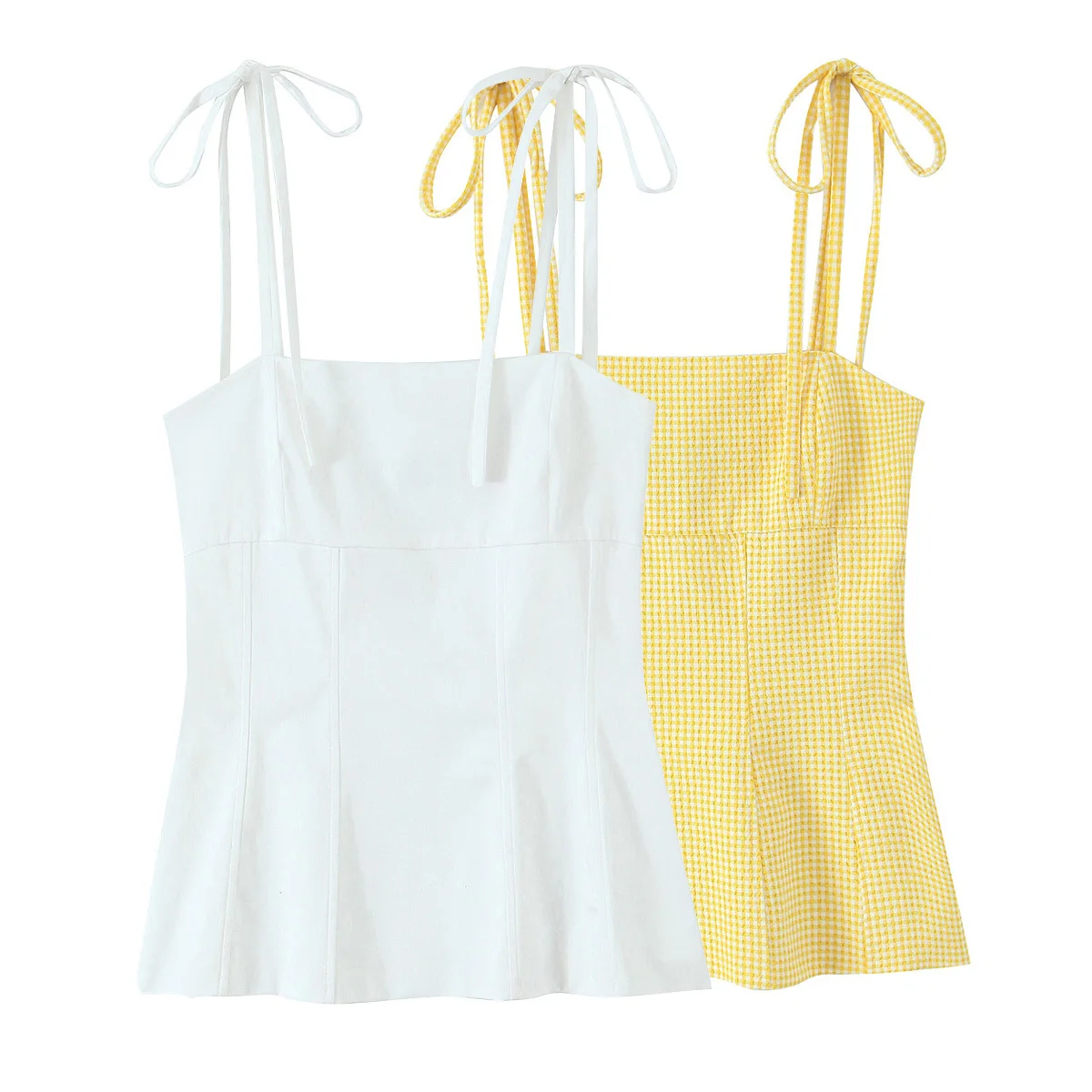 

Женский топ, сексуальный топ с бантом на подтяжках, прямой воротник, облегающий темпераментный летний новый топ