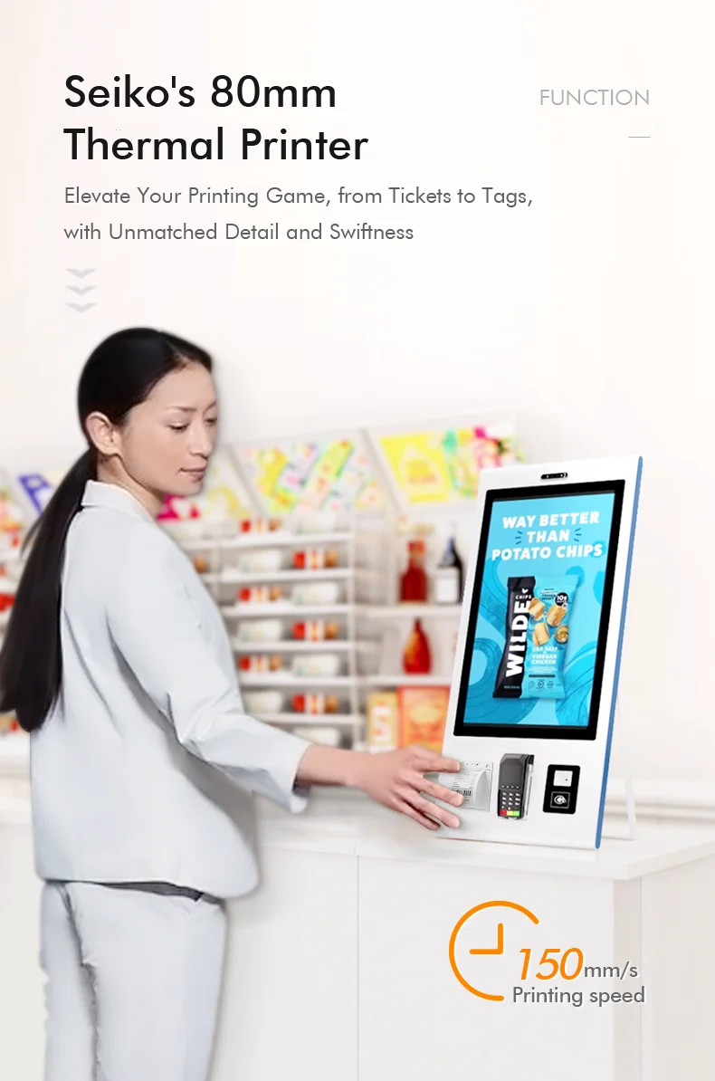 Kiosk for Restaurant, Payment & Multi-Touch Barcode Ordering, Ideal for Fast Food & Buffet Custom 21.5 27 32 Inch Touch Screen