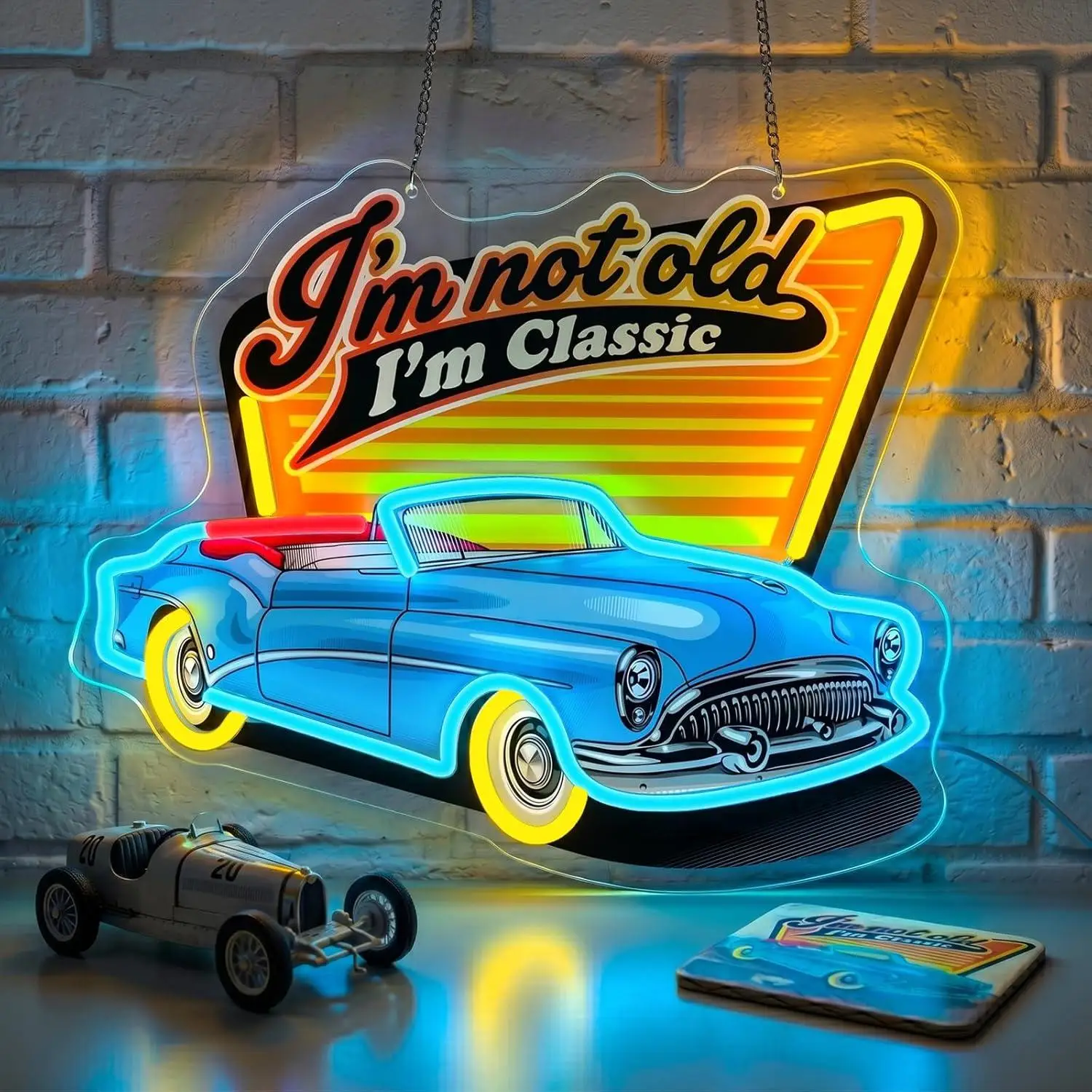 

Classic Car Neon Sign USB Dimmable LED Light for Boys Room Man Cave Garage Game Room Car Lover Aesthetic Decor Gifts Night Light