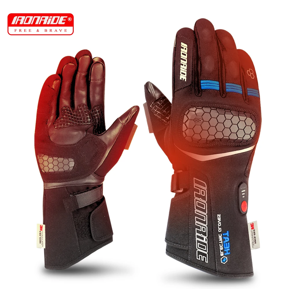 

Motorcycle Snowmobile Heated Gloves Touch Screen Heated Winter Skiing Gloves Waterproof Warm Electric Heating Thermal Gloves