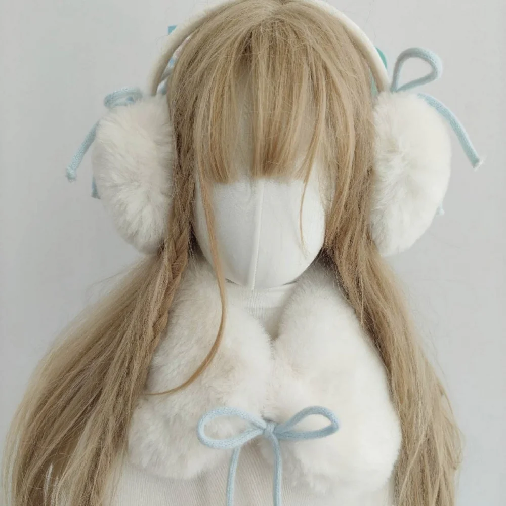 

Winter Fluffy Scarf Earmuffs Harajuku Earplugs Cold Protection Women Keep Warm Solid Plush Ear Protection Cycling Accessories