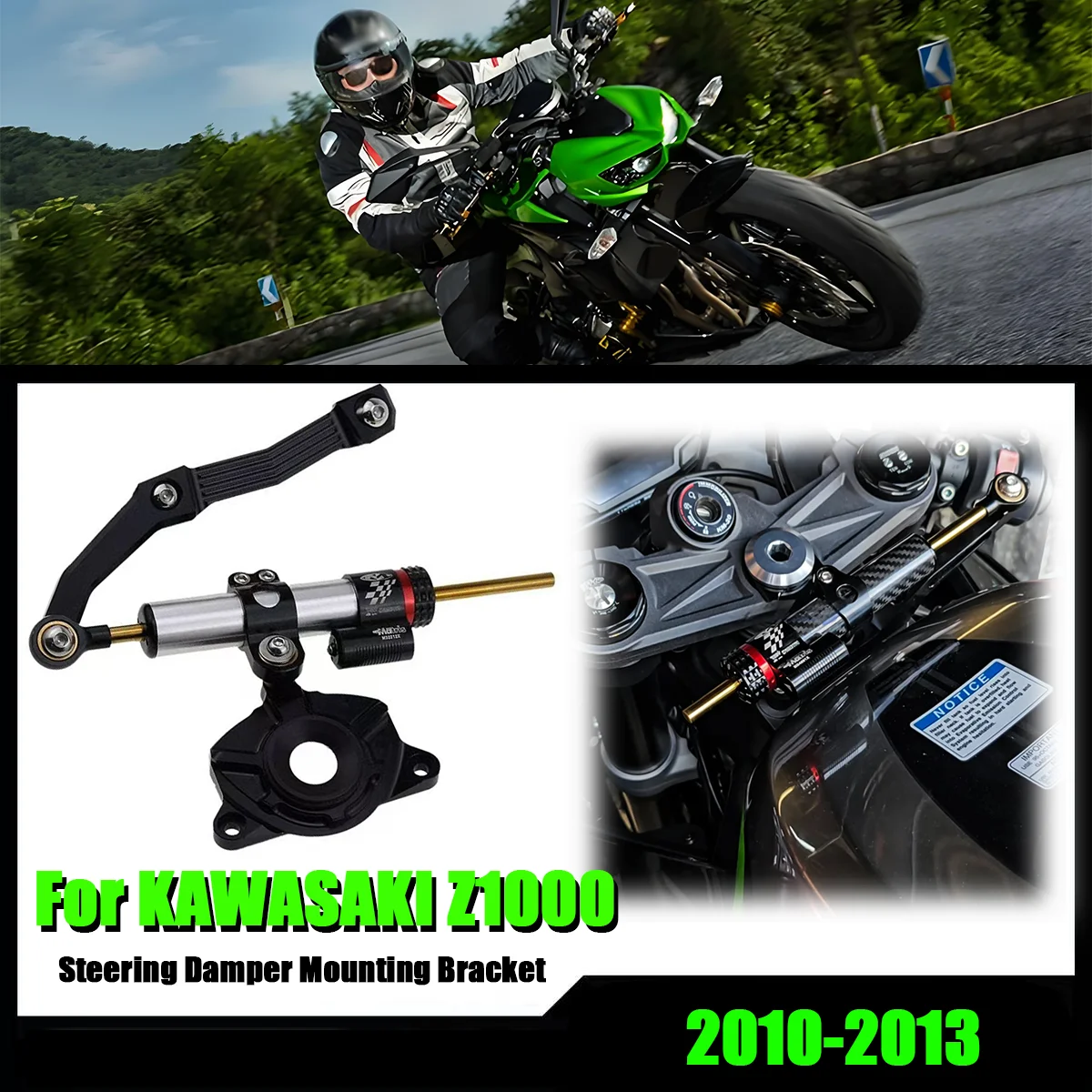 

NEW For KAWASAKI Z1000 Z 1000 2010-2013 Motorcycle Full Set CNC Steering Damper Stabilizerlinear Linear Stabilizer Bracket 2013