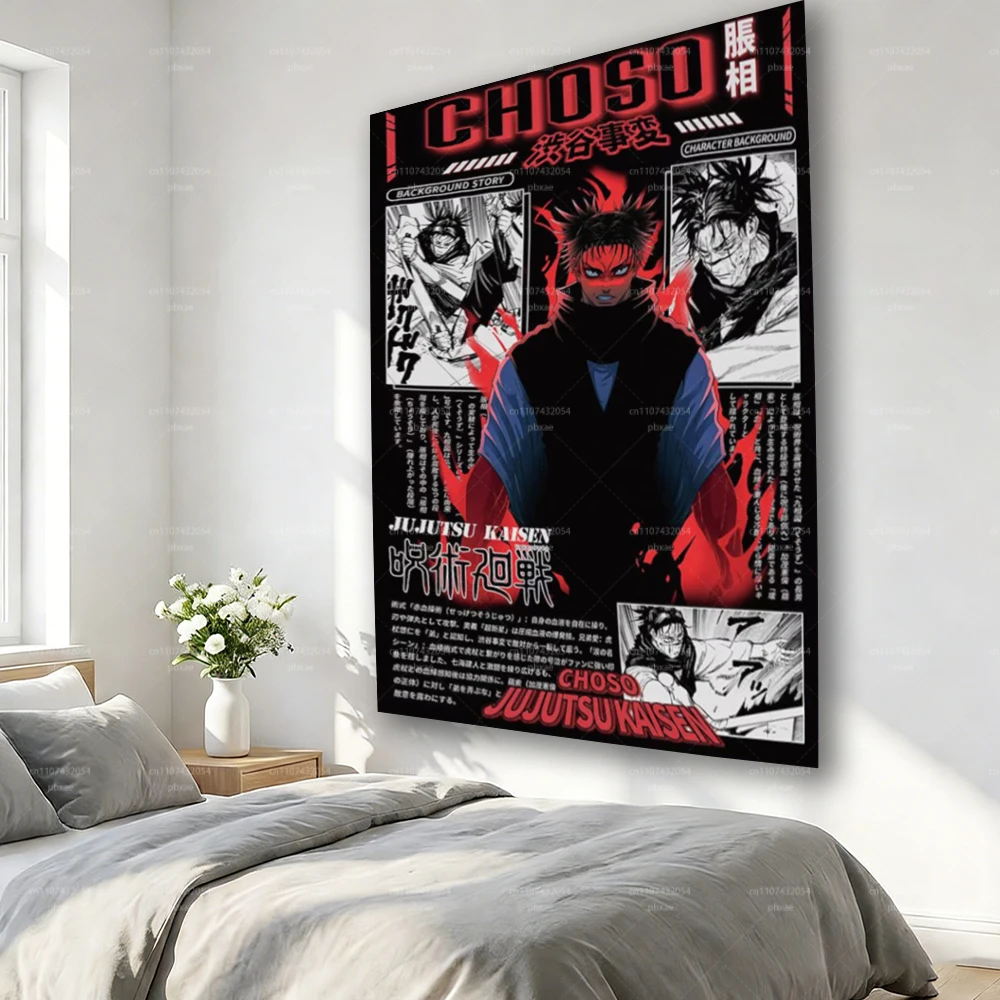 1 Stück Jujutsu Kaisen Choso Wandteppich - Anime Manga Blutmanipulation Wandbehang für Schlafzimmer Wohnheim Wohnzimmer Fan-Dekoration