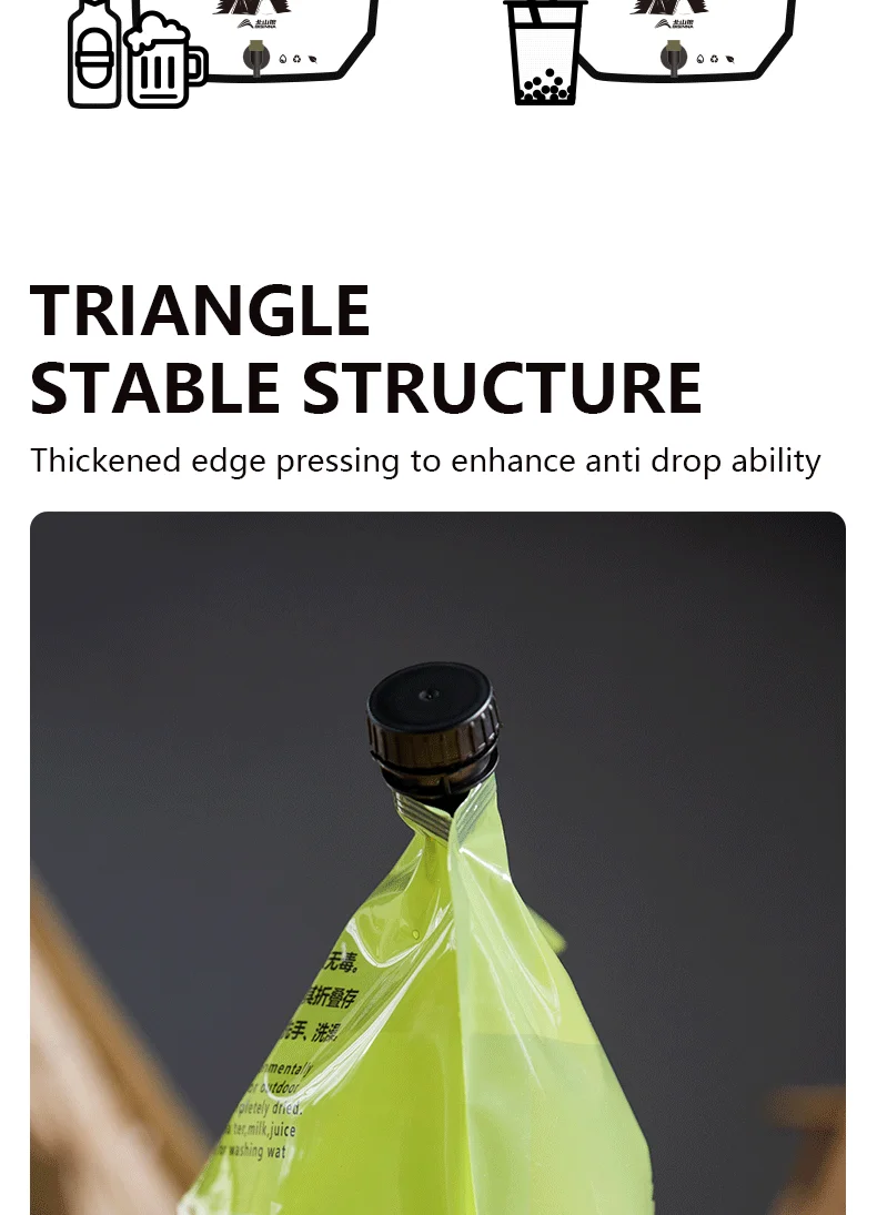 BISINNA Outdoor Mini Folding Water Bag Camping 8L Large Capacity Portable Water Bag Thickened Soft Food Grade Water Storage Bag