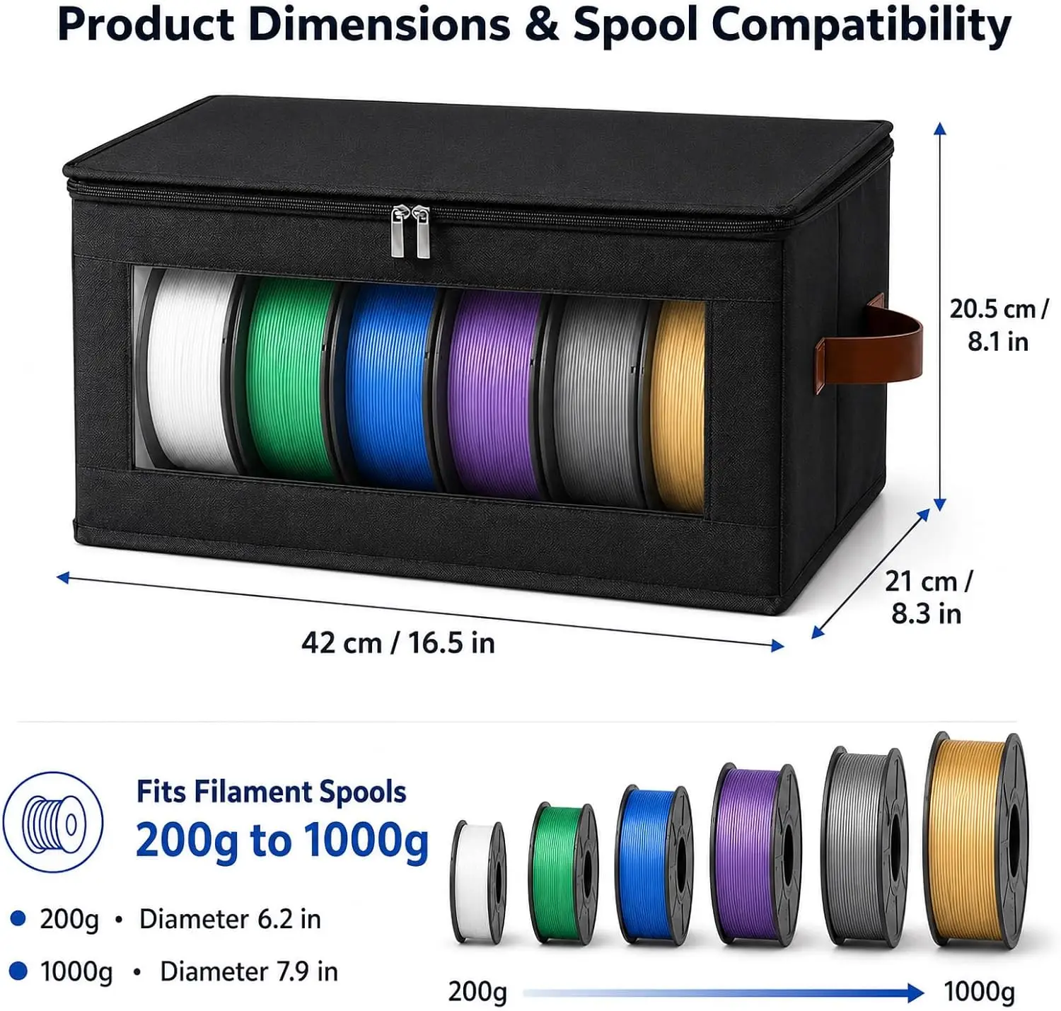 3D Printer Filament Storage Bag 4 Spool Holder Dustproof Moistureproof Container Organizer Box Double Zipper Rack for PLA PETG