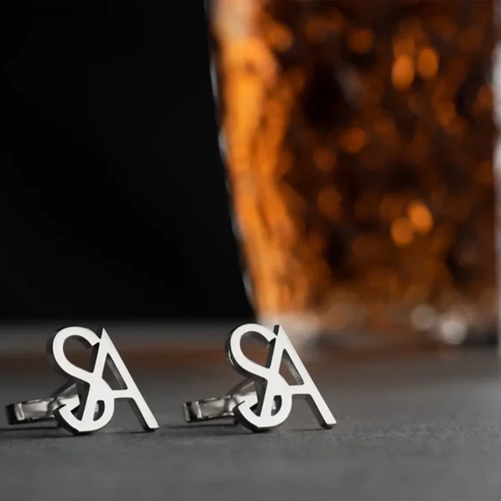

Customized Stainless Steel letter Cufflinks. Personalized Jewelry Name Cufflinks Groom groomsman Gift - elegant Wedding Accessor