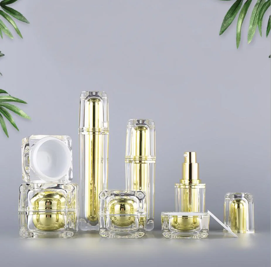 15g30g50g15ml30ml50ml100ml gold acrylic jar bottle pot tin essence  cream mask gel lotion emulsion serum foundation toner