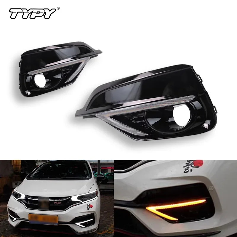 

TYPY For Honda Fit Jazz Sport RS 2018 2019 Turn Yellow Signal Relay Waterproof Car DRL 12V LED Daytime Running Light Fog Lamp
