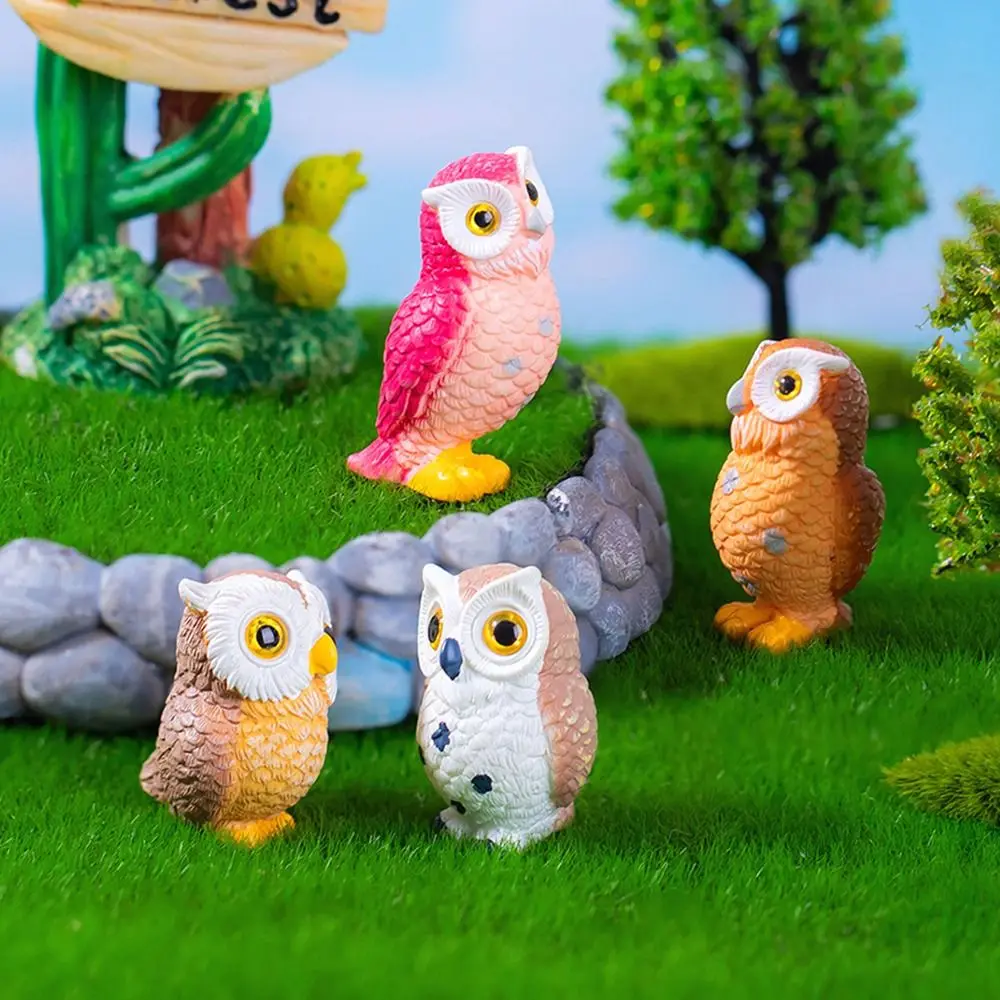 1Pcs Resin Owls Figurine Home Decoration DIY Craft Animal Miniatures Desk Accessories Gardening Decor Micro Landscape Ornament