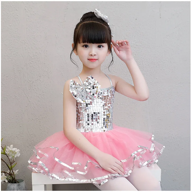 무대 현대 무용 공연 의상, 스팽글 공주 치마, 푹신한 치마, 여아 유치원 귀여운 댄스 공연 코스튬