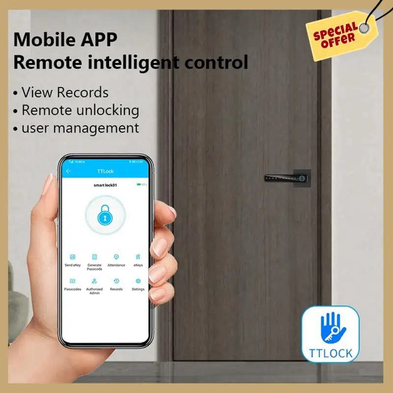 

Biometric Fingerprint Smart Home Door Lock Password Electronic Digital Lock Control Black (C) Easy Install