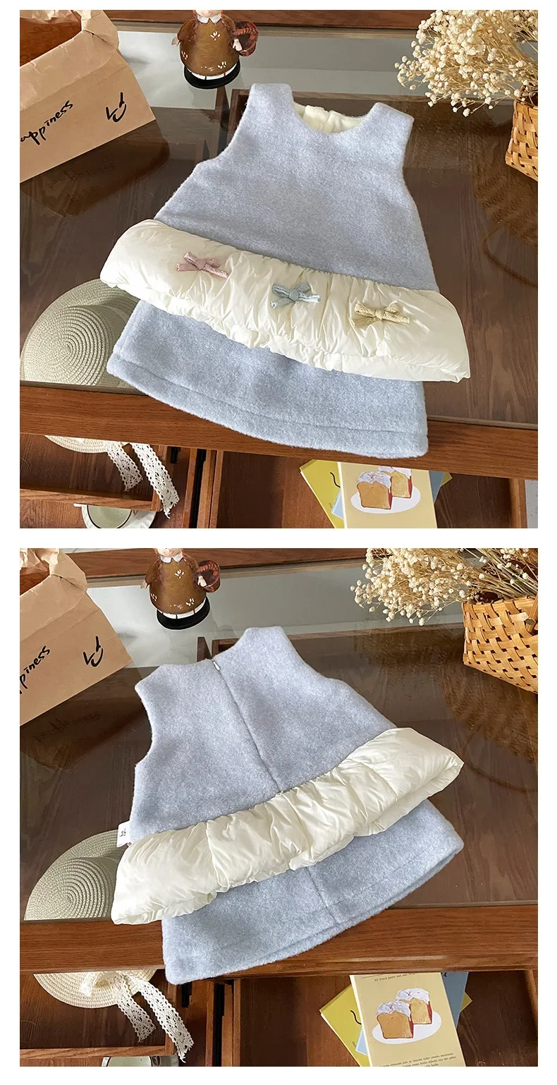 طقم مخملي للفتيات لخريف وشتاء 2025 طقم فستان الأميرة الحلو الجديد طقم أطفال غير رسمي دافئ #5