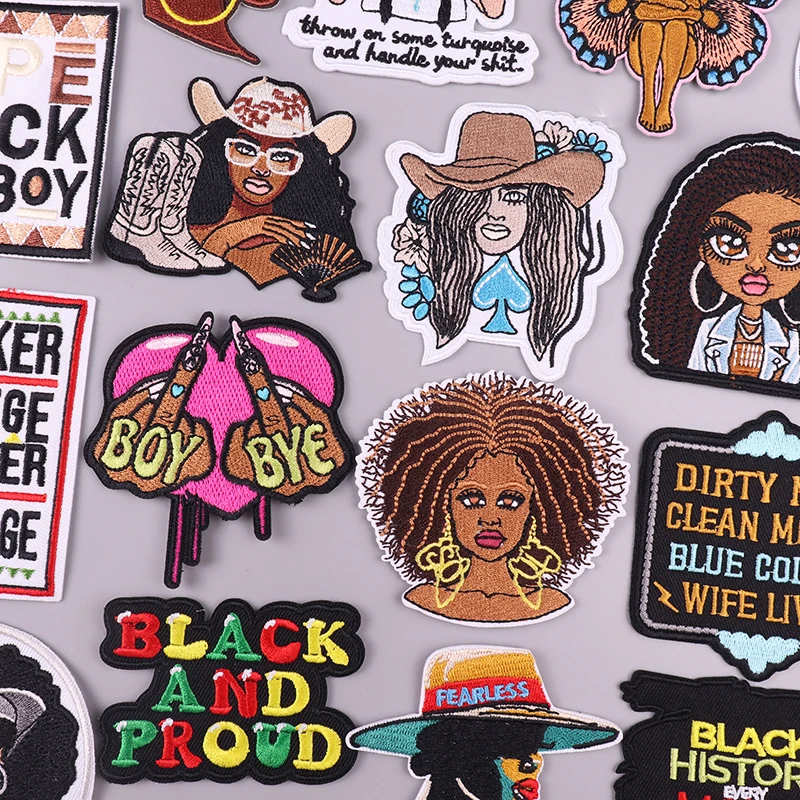 Parche bordado para planchar emblema negra orgullosa chaqueta