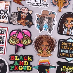 Parche bordado para planchar emblema negra orgullosa chaqueta