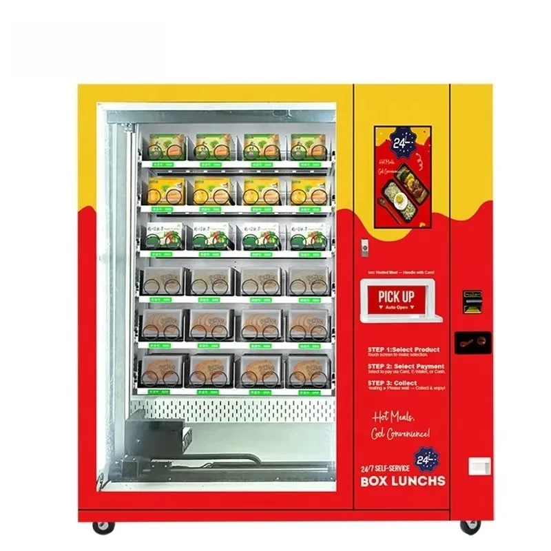 FL Custom 2026 New Fast food Boxed Meal Vending Machine with Microwave Oven Touch Screen Model Serving Breakfast Lunch Dinner