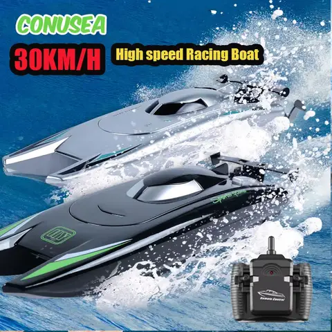 30Km/h Racing Boat 2.4G Radio controlled Rc Boat High Speed Speedboat 20Mins 2Ch Dual Motor Waterproof  Ship Boys Christmas gift