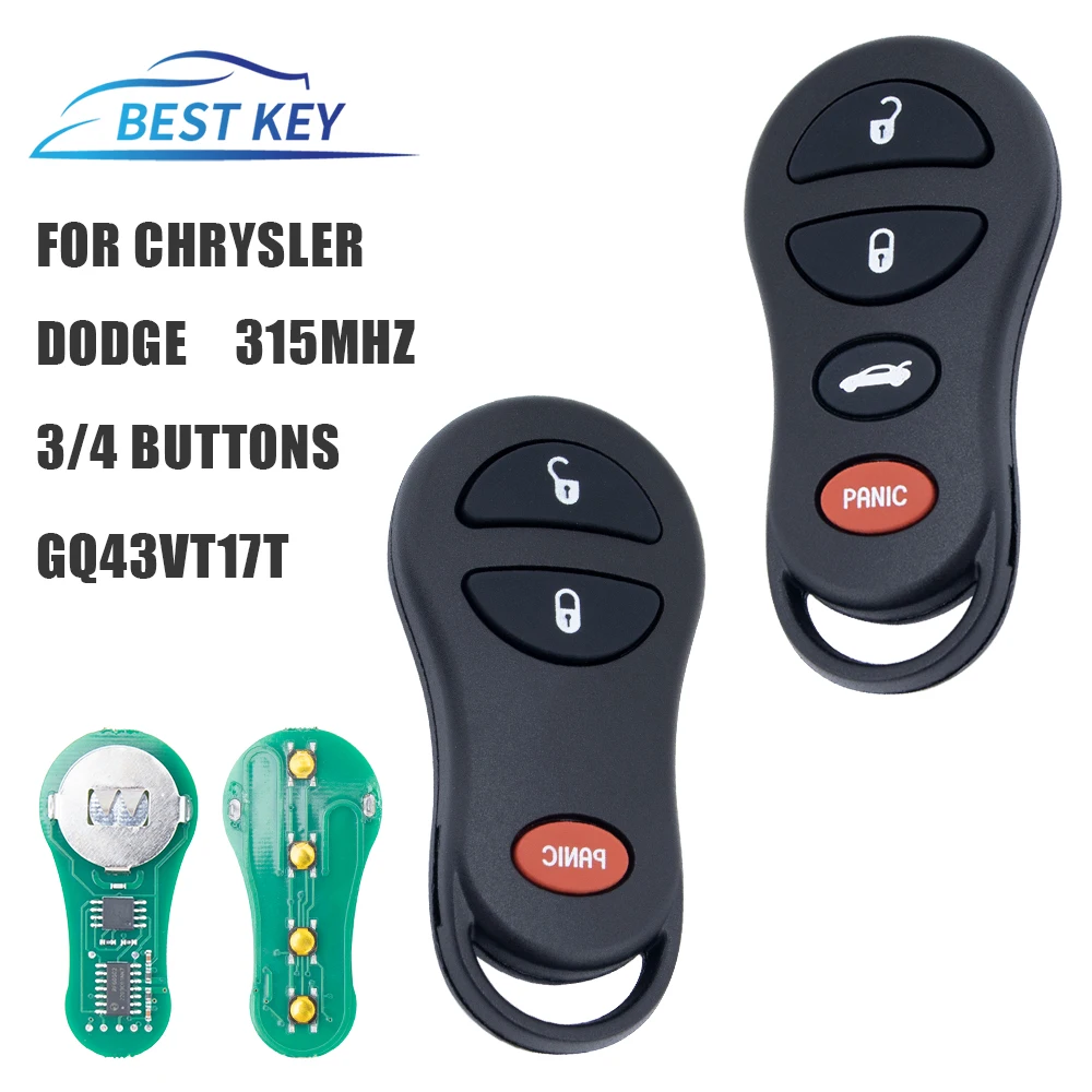 

BEST KEY 3/4 Buttons 315Mhz Remote Car Key Keyless Fob For For Jeep Grand Cherokee1998 1999 2000 2001 2002 2003 2004 GQ43VT17T