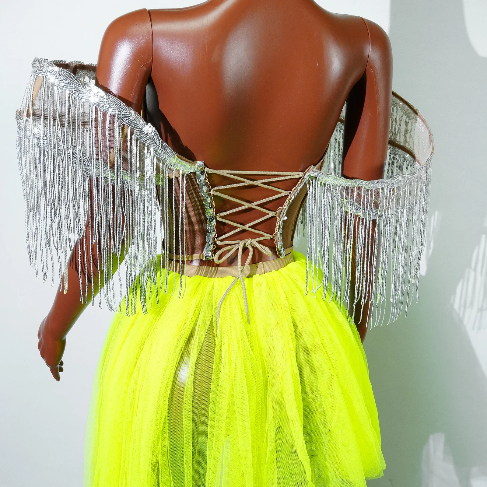 Vestido de dos piezas con lentejuelas y escote en V profundo para mujer, disfraz de Cabaret, conjunto de falda y vestido largo sin espalda para fiesta de cumpleaños, escenario de Drag Queen