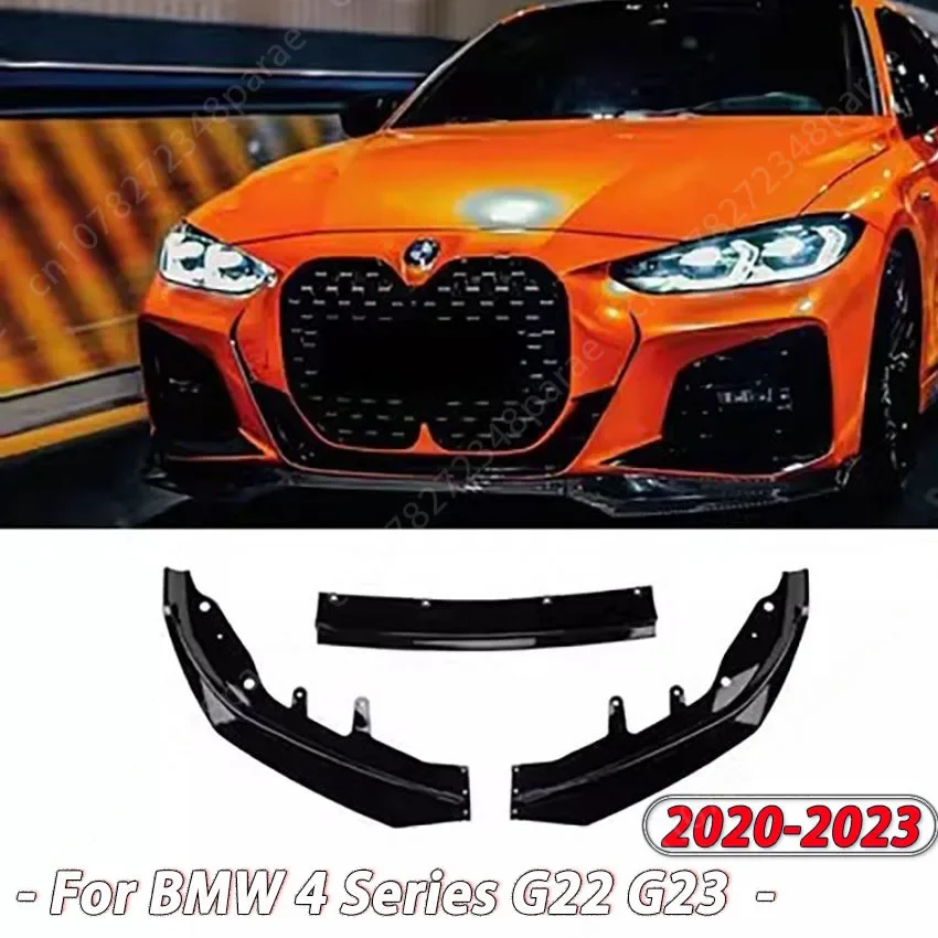 For BMW 4 Series G22 G23 2020-2023 Front Bumper Splitter Lip Diffuser Spoiler Bumper Deflector Cover Guard Body Kits Custom ABS