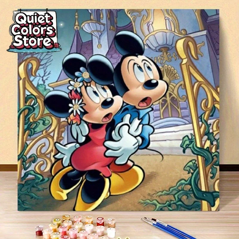 

(Магазин Quiet Colors) 1 шт., Набор для цифровой живописи для взрослых — Дисней: Страшные Микки и Минни Маус, 40×40 см/15.7×15.7 дюймов, Living Ro