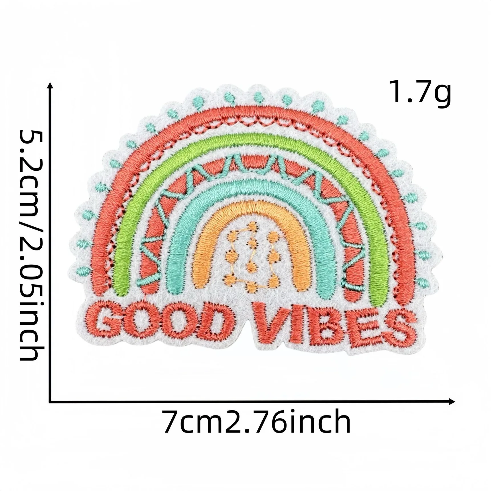 10pcs Embroidery Rainbow Heart Patches Iron On English Logo DIY Clothes Backpack Badge Appliques Wholesale