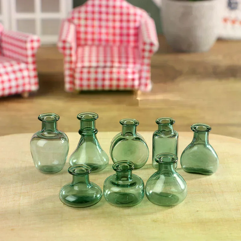 

1 шт. 1:12 Миниатюрная стеклянная ваза для кукольного домика, емкость для цветов, декор для дома и сада, аксессуары для кукольного домика