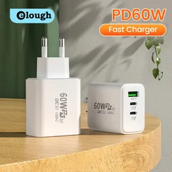 3 Ports 60W USB C Charger EU/US Plug PD QC3.0 Wall Phone Charger USB Type C Fast Charging Adapter For Samsung Xiaomi Huawei