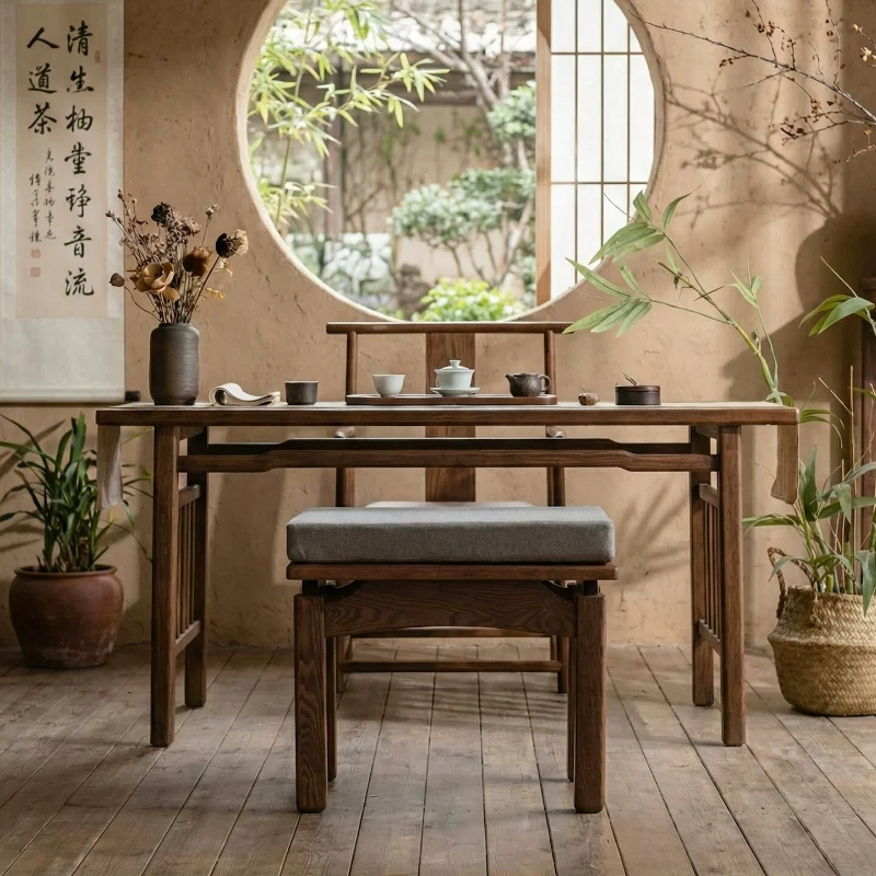 

New Chinese Solid Wood Ingot Stool Entryway Shoe Changing Stools Home Living Room Leisure Ornament Balcony Low Tea Bench