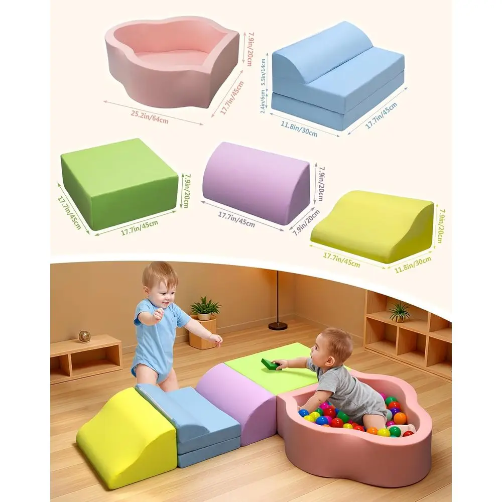 Blocs d'escalade en mousse pour tout-petits avec base antidérapante et velcro, 6-24 mois, haute densité pour le développement des compétences motrices