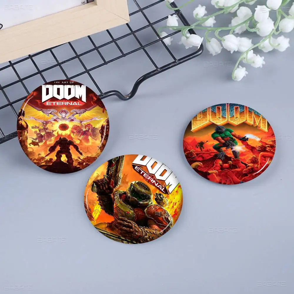 Game D-DoomS E-Eternal 58mm Cute Series Pins Funny Badge Interesting Cartoon Animals Brooches Backpack Clothes Gift Accessory