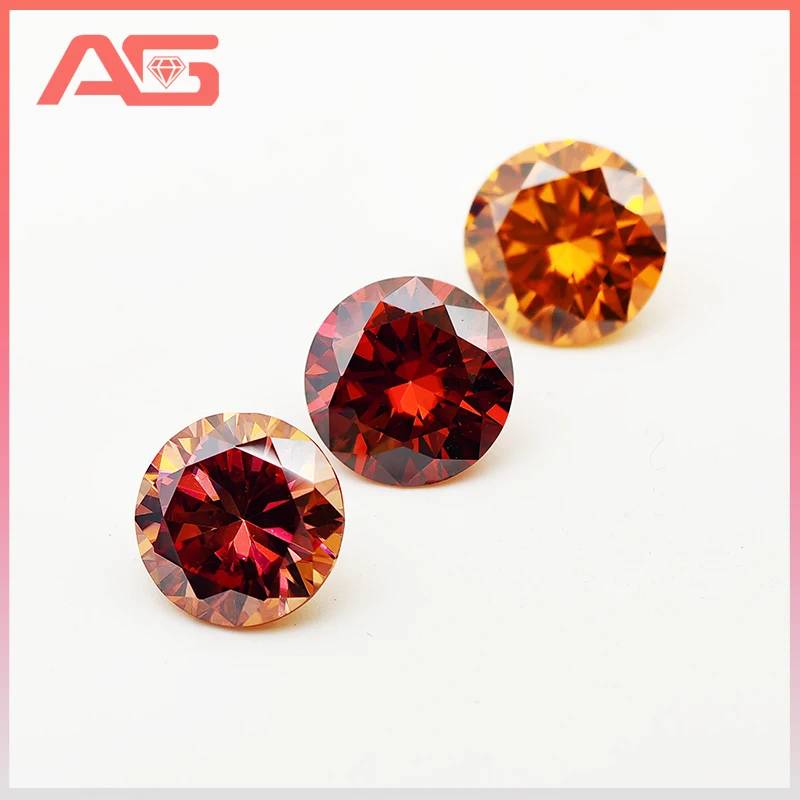 Garnet Rainbow Red Partschinite Colors Moissanite Stone Round Cut GRA Certified Moissanita Diamonds Pass Tester with Certificate