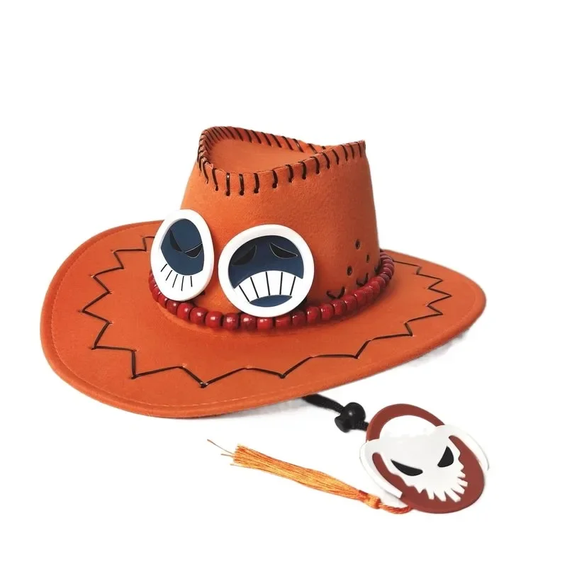 Halloween Ace Cap Cosplay Anime giapponesi Cartoon One Piece Costumi Cosplay Cowboy Cappello arancione Regali per uomini e donne adulti